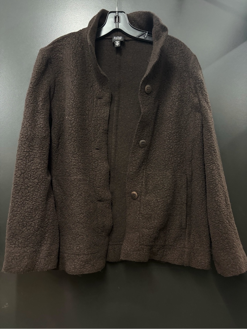 Eileen Fisher Brown Wool Button-Front Jacket